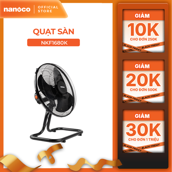 Quạt sàn bạc đạn màu đen Nanoco công suất 47W/ 65W model NKF1*80K