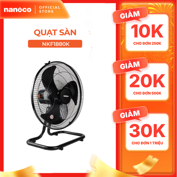 Quạt sàn bạc đạn màu đen Nanoco công suất 47W/ 65W model NKF1*80K