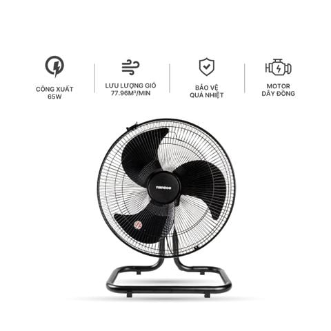 Quạt sàn bạc đạn màu đen Nanoco công suất 47W/ 65W model NKF1*80K