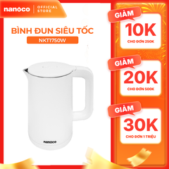 Bình đun siêu tốc inox 304 Nanoco model NKT1750 dung tích 1.7 lít (đèn LED báo sôi, giữ ấm sau khi sôi)