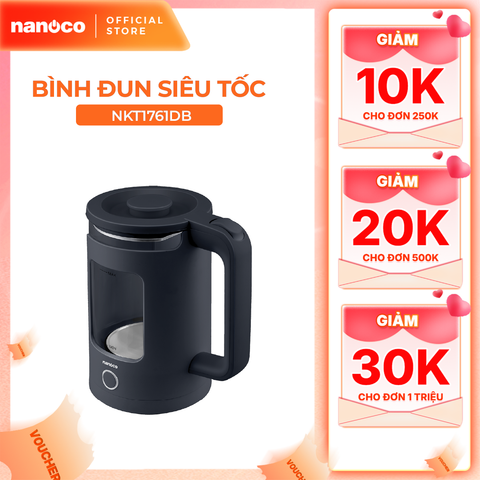 Bình đun siêu tốc thủy tinh Nanoco model NKT1761DB (dung tích 1.7L, màu xanh đen)
