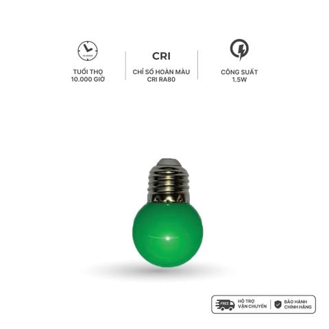 Qùa tặng Bóng bulb LED E27 Nanoco model NLB0 1.5W (màu xanh, lục, cam, hồng, đỏ, tím, trắng, vàng)