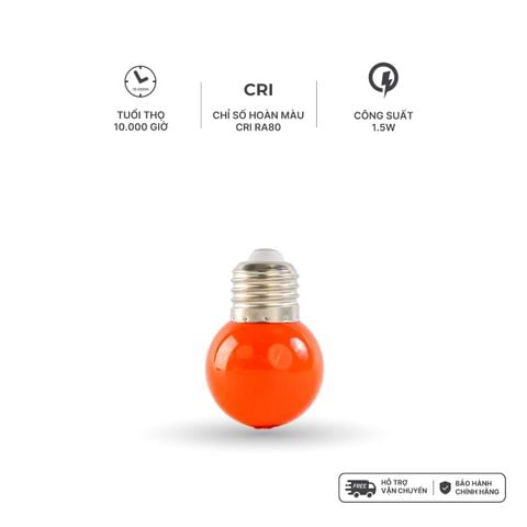 Qùa tặng Bóng bulb LED E27 Nanoco model NLB0 1.5W (màu xanh, lục, cam, hồng, đỏ, tím, trắng, vàng)
