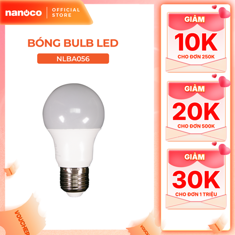 [QUÀ TẶNG] Bóng bulb LED E27 Nanoco model NLBA053/NLBA056 - ánh sáng trắng, vàng