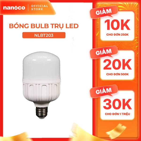 Bóng bulb trụ Titan LED E27 Nanoco 20W/ 30W/ 40W/ 50W - ánh sáng trắng/ vàng
