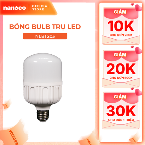 Bóng bulb trụ Titan LED E27 Nanoco 20W/ 30W/ 40W/ 50W - ánh sáng trắng/ vàng