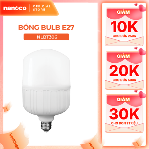 Bóng bulb trụ Titan LED E27 Nanoco 20W/ 30W/ 40W/ 50W - ánh sáng trắng/ vàng