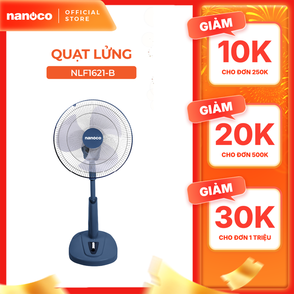 Quạt lửng Nanoco NLF1621/ NLF1621-B, 220V-50Hz, 47W, màu xám, màu xanh