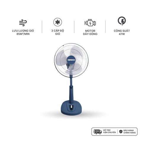 Quạt lửng Nanoco NLF1621/ NLF1621-B, 220V-50Hz, 47W, màu xám, màu xanh
