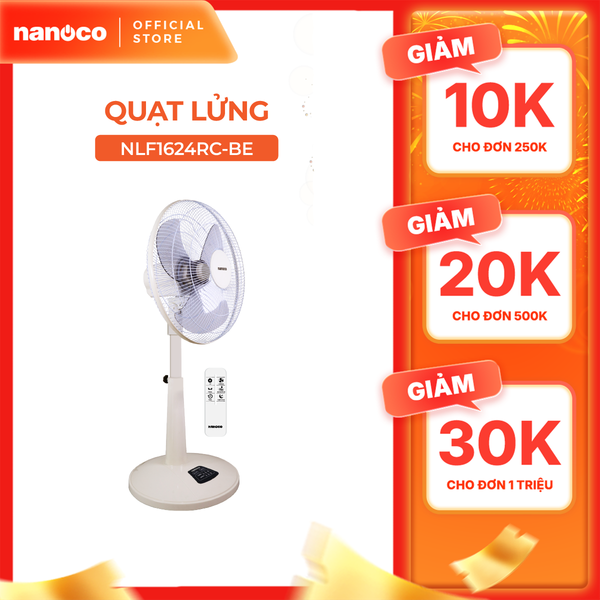 Quạt lửng Nanoco model NLF1624RC (màu xanh, màu beige - 3 chế độ gió - công suất 47W)