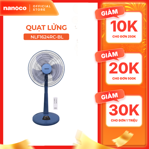 Quạt lửng Nanoco model NLF1624RC (màu xanh, màu beige - 3 chế độ gió - công suất 47W)