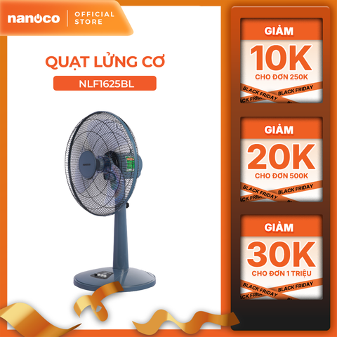 Quạt lửng Nanoco bạc đạn công suất 47W model NLF1625 3 cấp độ gió (màu xanh/hồng/ghi)