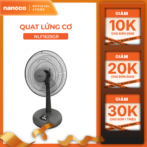 Quạt lửng Nanoco bạc đạn công suất 47W model NLF1625 3 cấp độ gió (màu xanh/hồng/ghi)