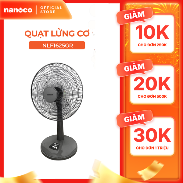 Quạt lửng Nanoco bạc đạn công suất 47W model NLF1625 3 cấp độ gió (màu xanh/hồng/ghi)