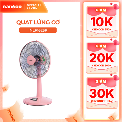 Quạt lửng Nanoco bạc đạn công suất 47W model NLF1625 3 cấp độ gió (màu xanh/hồng/ghi)