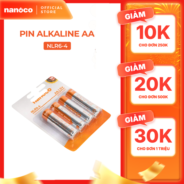 Pin Alkaline AA 1.5V 2600mAh Nanoco model NLR6-2 / NLR6-4