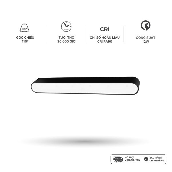 Đèn pha nam châm màu đen Nanoco công suất 6W/12W, ánh sáng 3000K/4000K