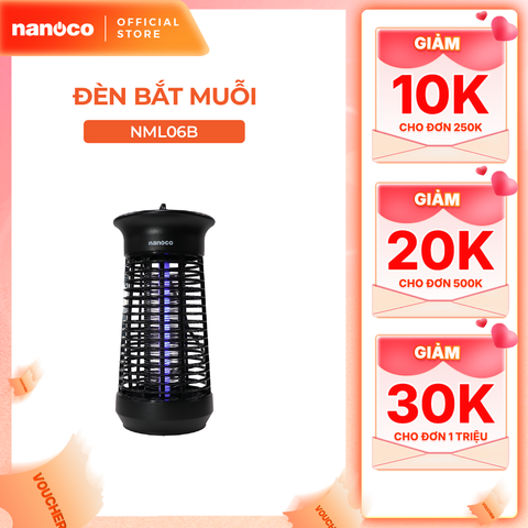 Đèn bắt muỗi Nanoco model NML06B/ NML18B tiêu diệt muỗi với lưới điện mạnh mẽ (công suất 6W/ 8W)