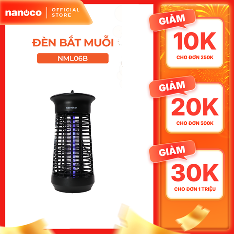 Đèn bắt muỗi Nanoco model NML06B/ NML18B tiêu diệt muỗi với lưới điện mạnh mẽ (công suất 6W/ 8W)