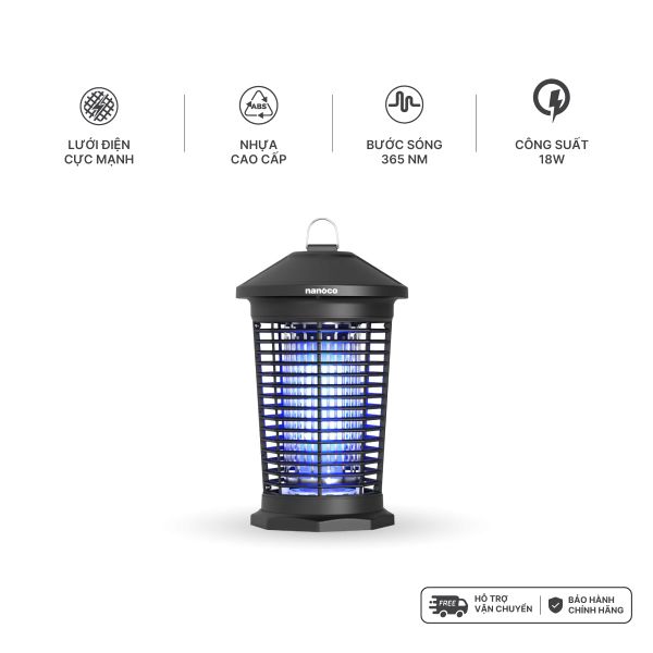 Đèn bắt muỗi Nanoco model NML06B/ NML18B1 tiêu diệt muỗi với lưới điện mạnh mẽ (công suất 6W/ 18W)