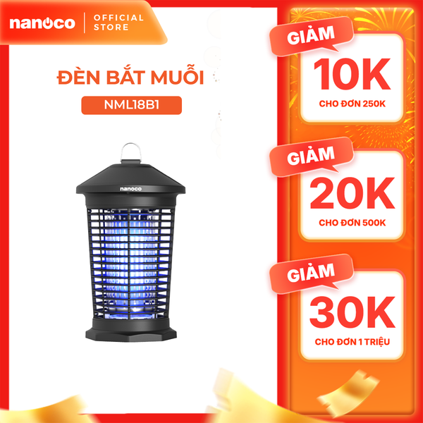 Đèn bắt muỗi Nanoco model NML06B/ NML18B tiêu diệt muỗi với lưới điện mạnh mẽ (công suất 6W/ 8W)