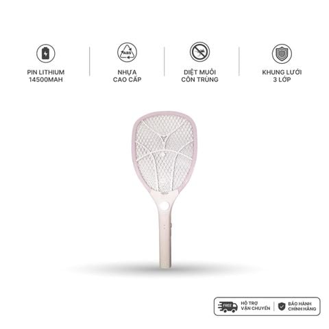 Vợt muỗi Nanoco màu xanh lá model NMR101G (pin lithium 14500h - 220V, có đèn LED chiếu sáng, chất liệu nhựa PP)