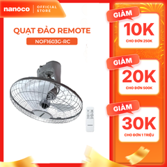 Quạt đảo có remote Nanoco model NOF1603G-RC màu xám (3 cấp độ gió, công suất 47w)