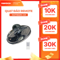 Quạt đảo bạc đạn công suất 65W Nanoco model NOF185**GR màu ghi, đường kính cánh 45cm