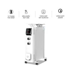 Máy sưởi dầu Nanoco NOH2613 - Công suất 2600W, 13 thanh nhiệt, 3 mức nhiệt, nút vặn, sấy quần áo, hộp tinh dầu