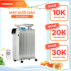Máy sưởi dầu cảm ứng có remote Nanoco model NOH2614RC ( Công suất 2600W, 3 mức độ nhiệt)
