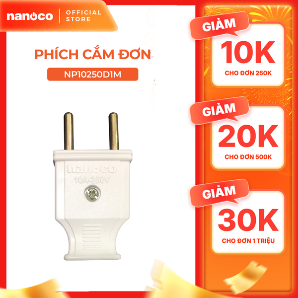 Phích cắm đơn Nanoco model: NP10250D1 an toàn, chịu nhiệt tốt