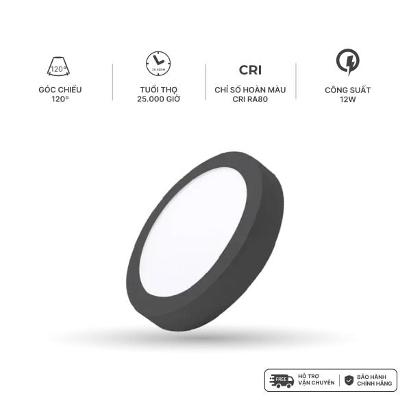 Đèn Panel LED ốp trần nổi tròn Nanoco 4 chế độ màu, viền trắng/đen
