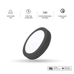 Đèn Panel LED ốp trần nổi tròn Nanoco 4 chế độ màu, viền trắng/đen
