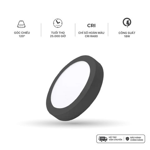 Đèn LED Panel ốp trần nổi tròn đen Nanoco Model NPL18xRB.