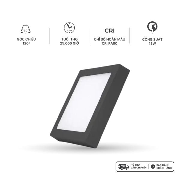 Đèn Panel LED ốp trần nổi vuông Nanoco 4 chế độ màu, viền trắng/đen