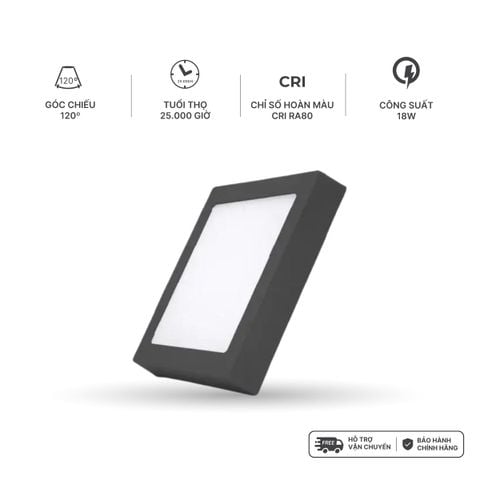 Đèn Panel LED ốp trần nổi vuông Nanoco 4 chế độ màu, viền trắng/đen