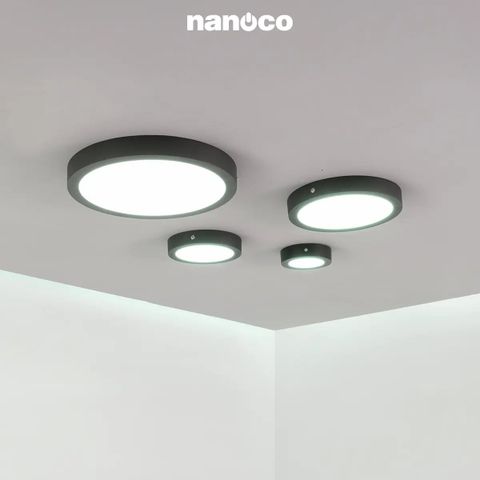 Đèn LED Panel ốp trần nổi tròn Nanoco 12W Màu Đen Model NPL12xRB.