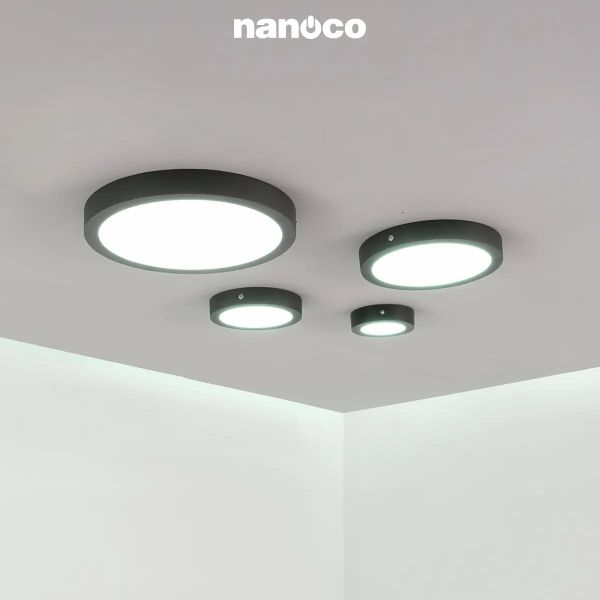 Đèn LED Panel ốp trần nổi tròn đen Nanoco Model NPL18xRB.