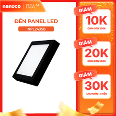 Đèn Panel LED Nanoco model NPL24*SB 24W màu đen hình vuông (3000K, 4000K, 6500K)