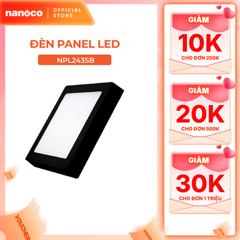 Đèn Panel LED Nanoco model NPL24*SB 24W màu đen hình vuông (3000K, 4000K, 6500K)