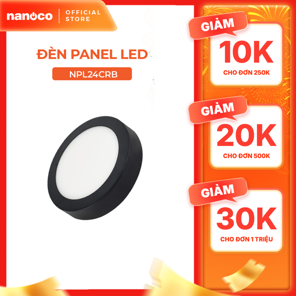 Đèn Panel LED Nanoco model NPL24CR 24W đổi màu hình tròn (màu đen, màu trắng)