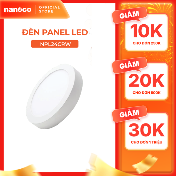 Đèn Panel LED Nanoco model NPL24CR 24W đổi màu hình tròn (màu đen, màu trắng)