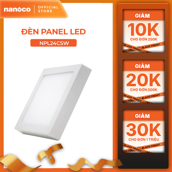 Đèn Panel LED Nanoco model NPL24CS 24W đổi màu hình vuông (màu đen, màu trắng)