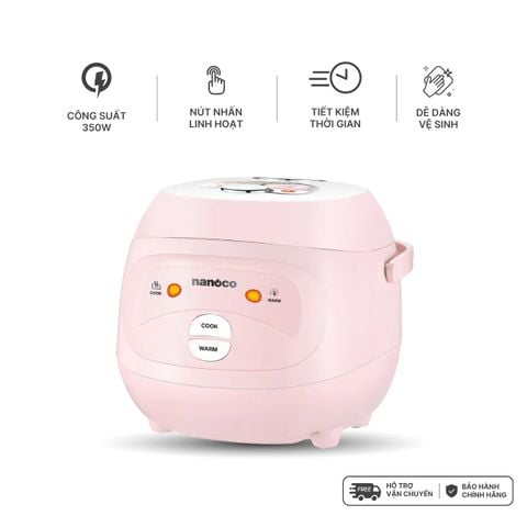 Nồi Cơm Điện Nắp Gài 1.0L 350W Màu Hồng Lòng Nồi Chống Dính Maifanite Nắp Tháo Rời