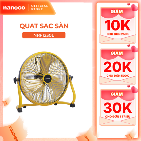 Quạt sạc sàn Nanoco model NRF1230L màu vàng (Công suất 20W, 12 inch)