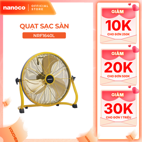 Quạt sạc sàn Nanoco model NRF1640L  màu vàng (Công suất 29W, 16 inch)