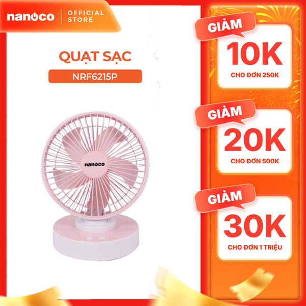 Quạt sạc điện mini Nanoco model NRF6215 (5 cánh, công suất 5W)
