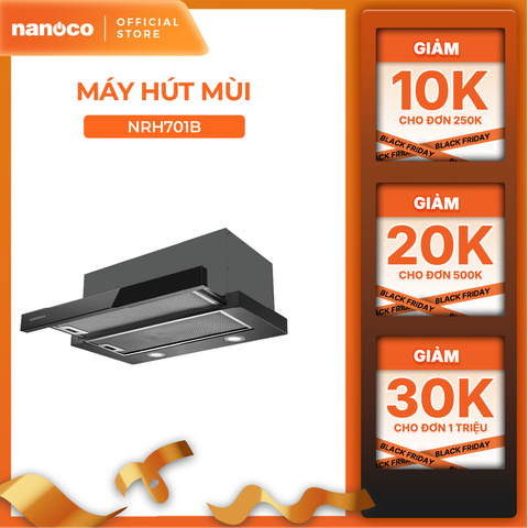 Máy hút mùi âm tủ 70 cm bạc đạn Nanoco model NRH701B (2 tấm lọc nhôm 3 lớp)