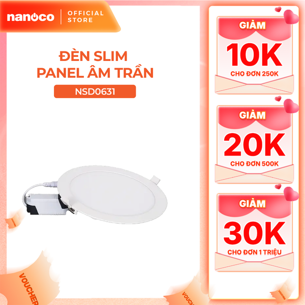 Đèn LED slim Downlight Nanoco model NSD***1 ( 3 chế độ màu, công suất 6W/9W/12W/15W)