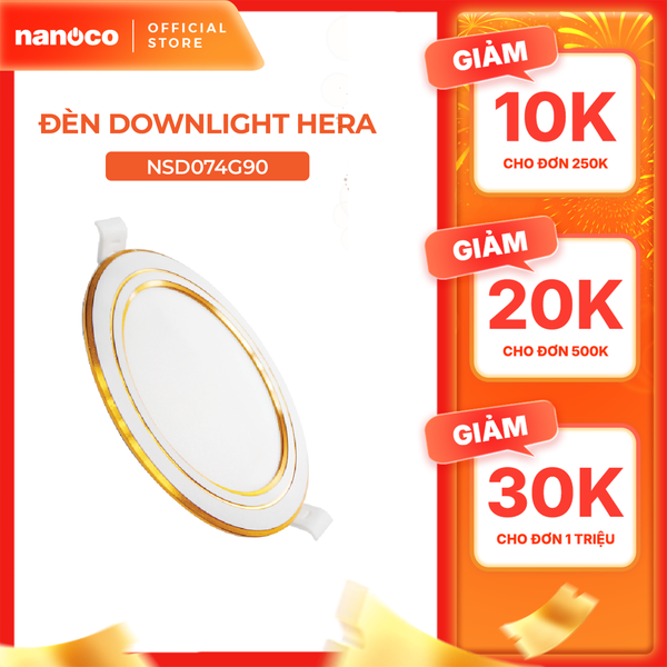 Đèn LED SLIM downlight Hera Nanoco φ90 7W (viền vàng, trắng, bạc - ánh sáng trắng, trung tính, vàng)